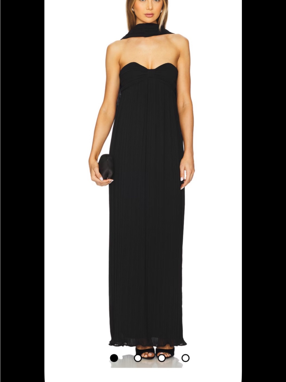 Strapless Black Maxi Dress with Scarf Detail